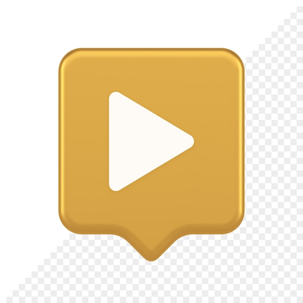 Wiedergabeschaltfläche Dreieck Pfeil nach rechts Multimedia-Inhaltsplayer Web-App-Design 3D-realistisches Sprechblasensymbol