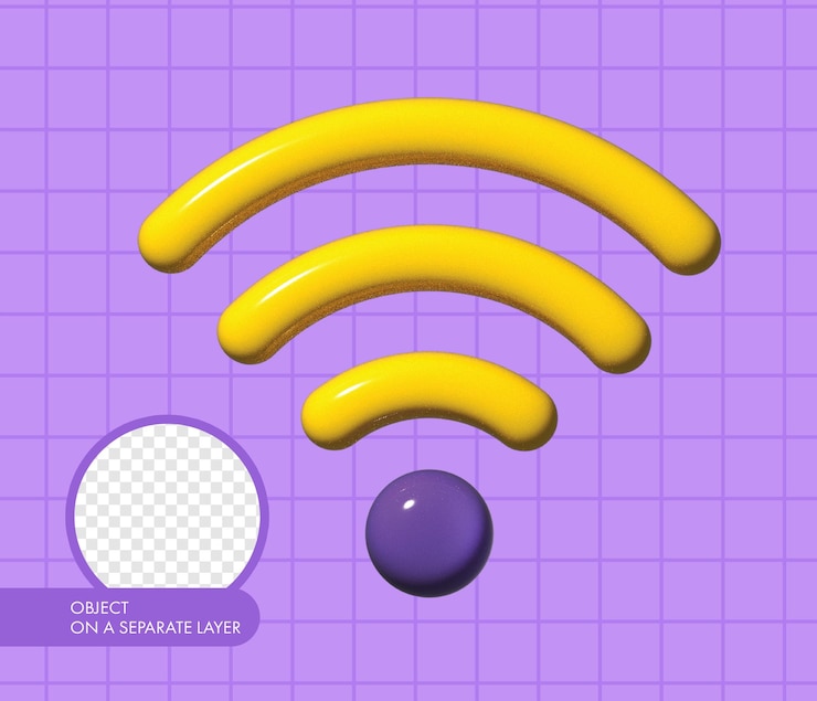 PSD wifi 3d icono de dibujos animados red inalámbrica internet wifi icono de conexión 3d render ilustración