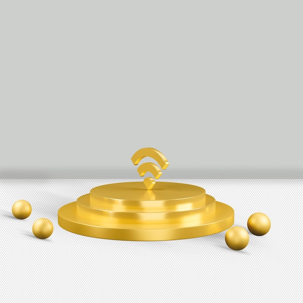 Wifi Goldikone isoliert 3d rendern