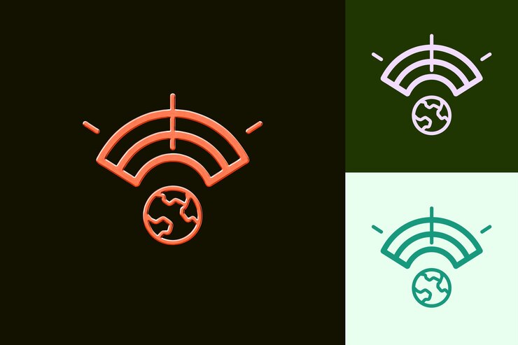 PSD wifi-ikonen mit einem wifi-symbolumriss und einem verbindungsdesign abstrakte minimalistische ikonentwürfe