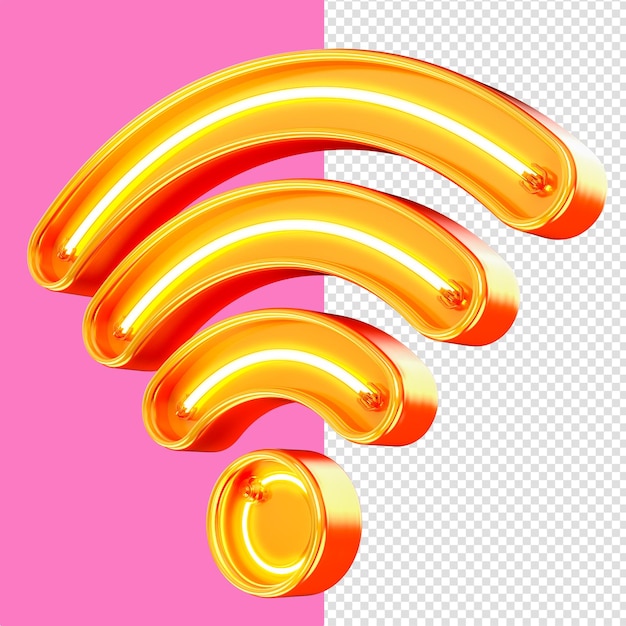 PSD wifi neon led 3d amarelo, laranja