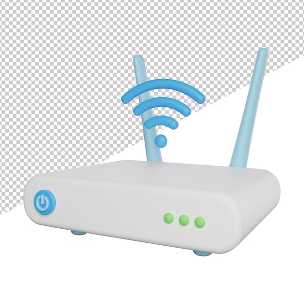 Wifi-Router Internet Seitenansicht 3D-Rendering Symbol Illustration auf transparentem Hintergrund