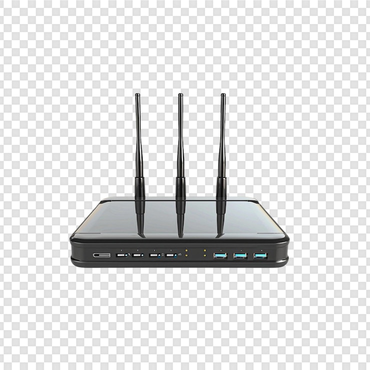 PSD wifi-router isoliert auf durchsichtigem hintergrund