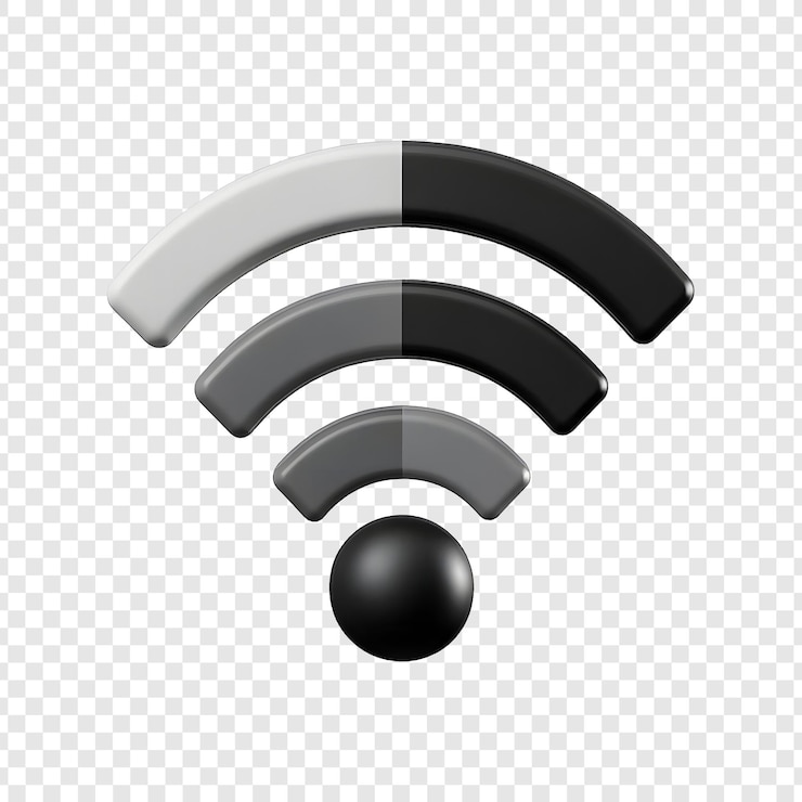 PSD wifi symbol with gradient shades isolated on transparent background