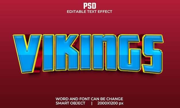 Wikinger gamer 3d bearbeitbarer texteffekt premium psd mit hintergrund