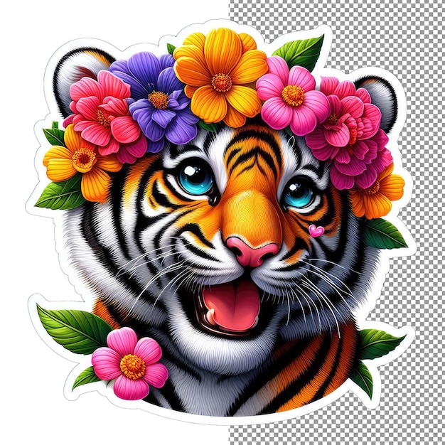 PSD wild warrior fierce tiger facade sticker