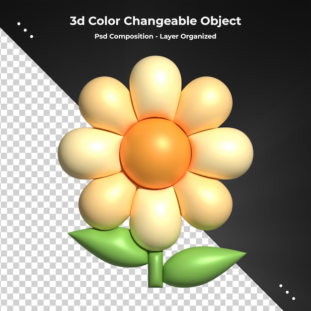 wildblumen 3d-rendering realistisches 3d für psd-komposition
