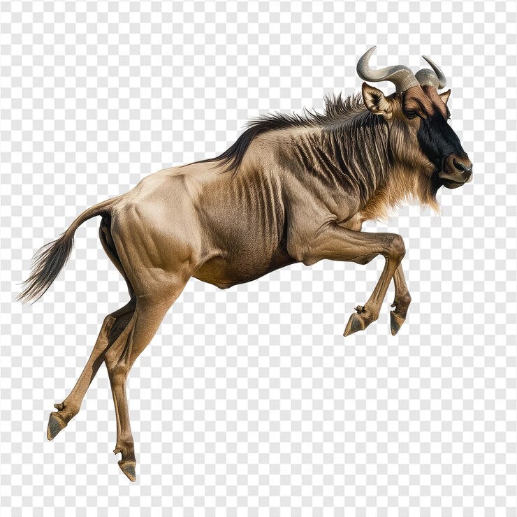 PSD el wildebeest salta en el aire