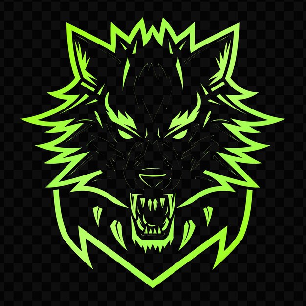PSD wildes wolf-maskottchen-logo mit einem spitzenhalsband und krallen de psd vector t-shirt tattoo ink art