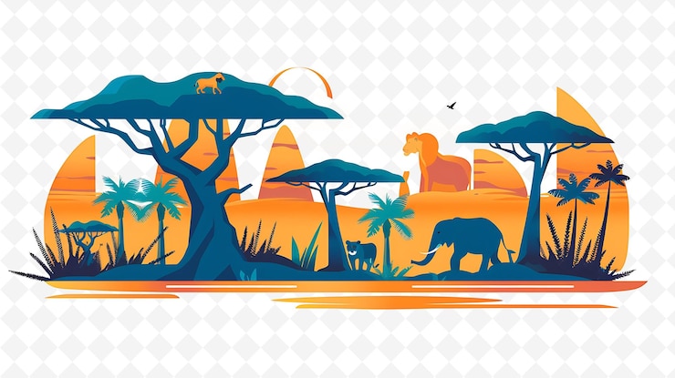 PSD wildlife safari in tanzania design is realistic and detailed illustration cutural landscape view
