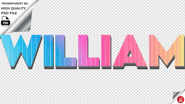 William typographie regenbogen farbenfroher text textur psd durchsichtig