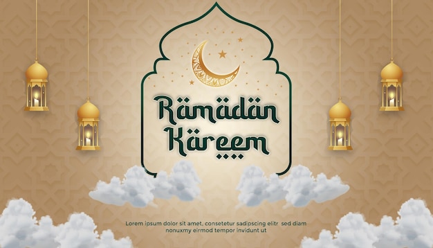 willkommen ramadan kareem banner design landschaft modern einfach grün golden luxus 24