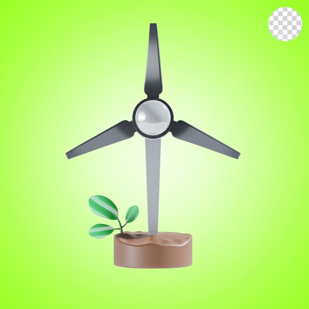 PSD wind energy 3d icon illustration