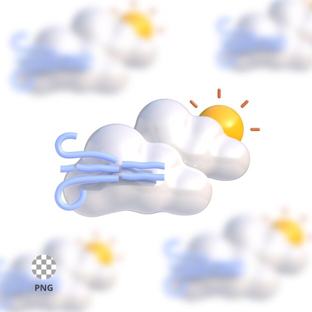 Windige wolke 3d-symbol