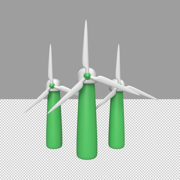 PSD windmühle 3d-symbol und symbolkonzept rendern objekt