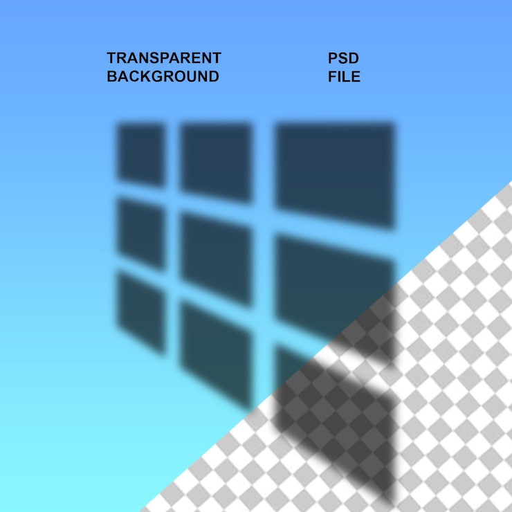 PSD windows shadow png avec fond isolé transparent