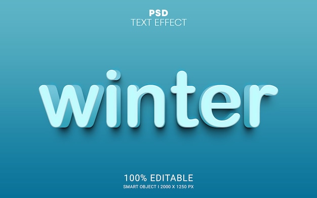 Winter 3d bearbeitbarer psd-texteffekt premium-design