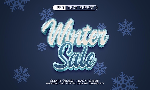 PSD winter 3d editierbarer texteffekt mit goldstil