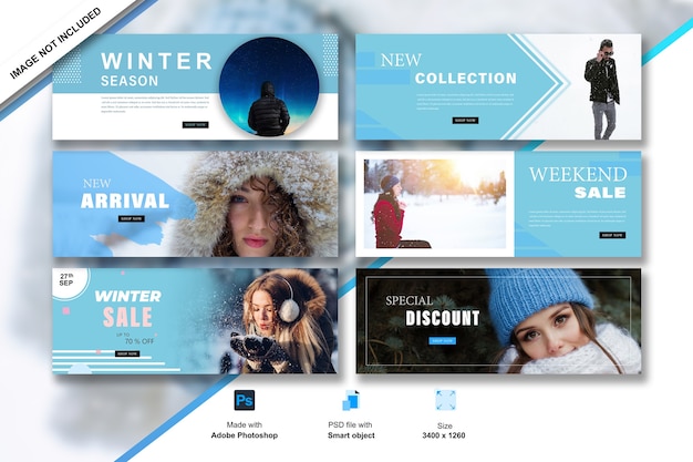 PSD winter sale banner set