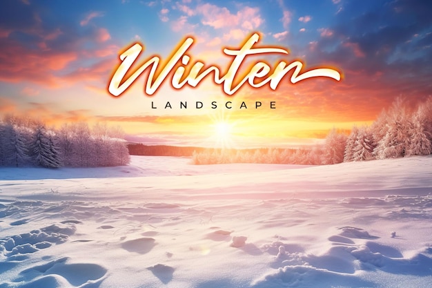 PSD winterbanner-vorlage mit sunrise winterhintergrund