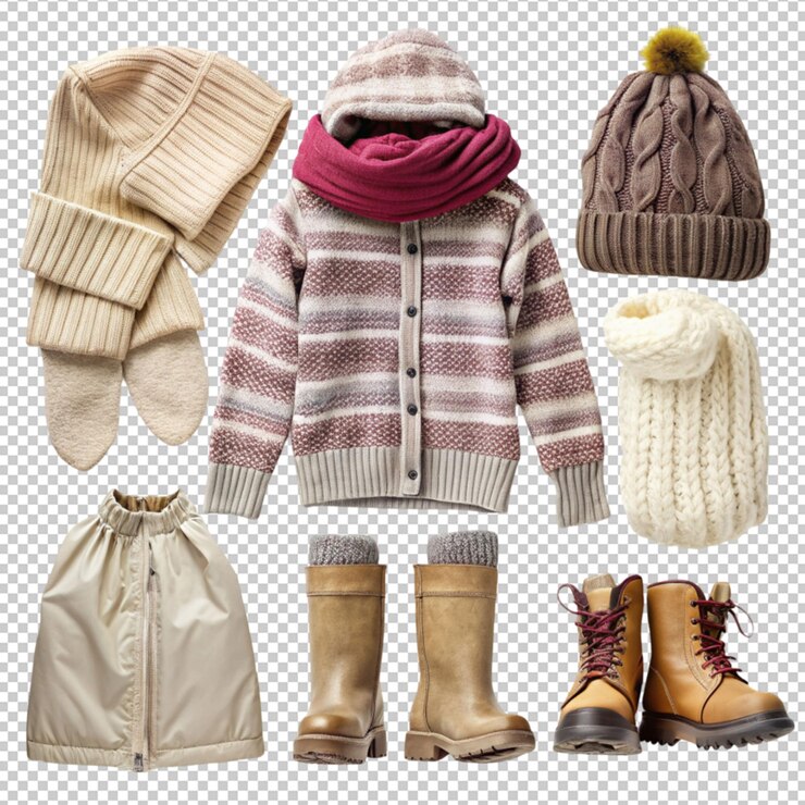 PSD winterbekleidung auf durchsichtigem hintergrund