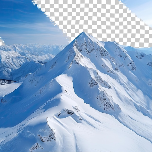 Winterlandschaft mit den von starkem Schnee bedeckten Berggipfeln Luftaufnahme durch Drohnen rumänischer Berg