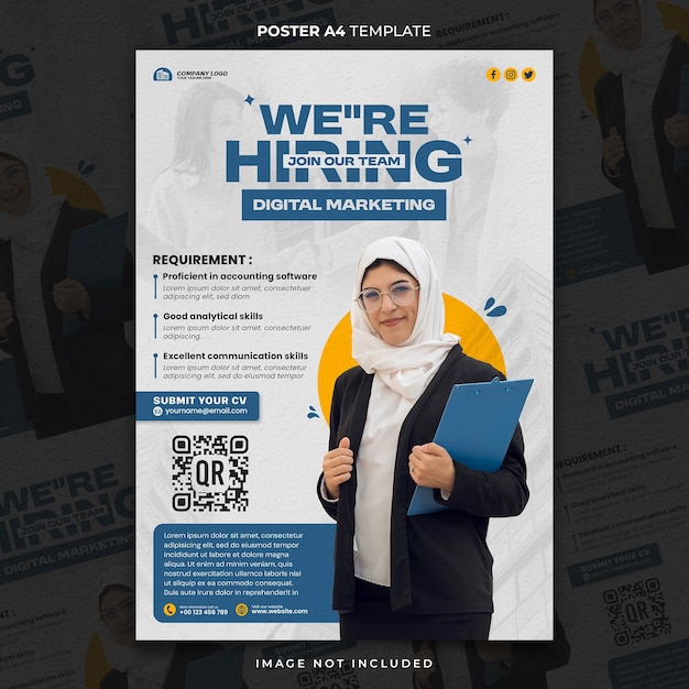 Wir brauchen Mitarbeiter für digitales Marketing Poster A4 oder Banner Vorlage