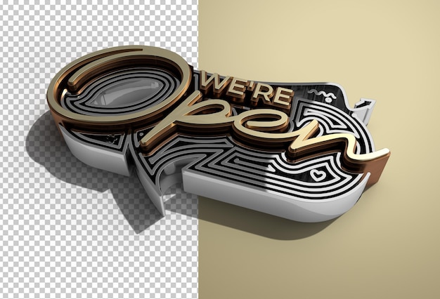 PSD wir sind open / close calligraphic 3d transparent psd file.