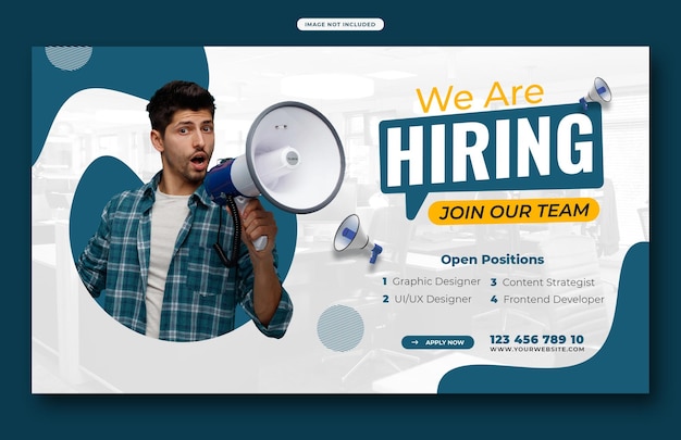 Wir stellen Arbeitsplätze in sozialen Medien ein Banner Jobs Recruitment Social Media Post