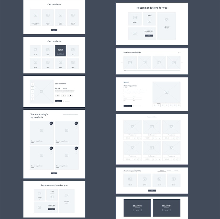 PSD wireframes für e-commerce-websites