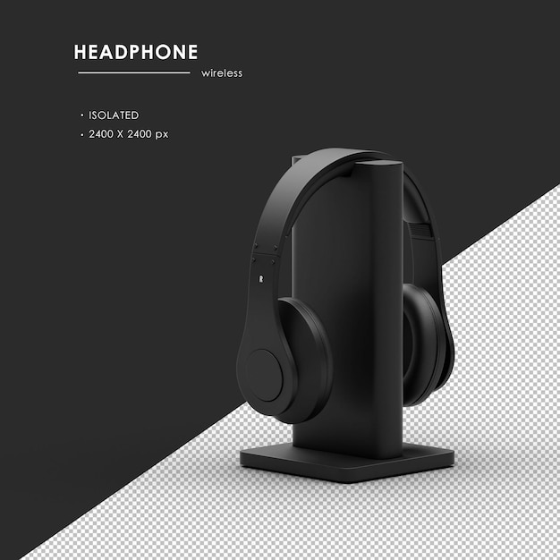 Wireless Headphone with Charging Dock From Left Rear View Rendering