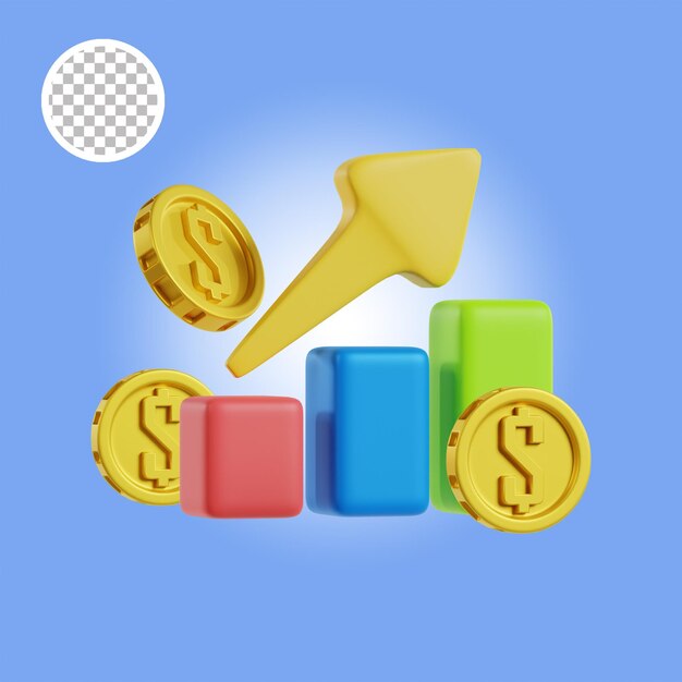 wirtschaftliches Aufstiegsbalkensymbol 3D-Objekt