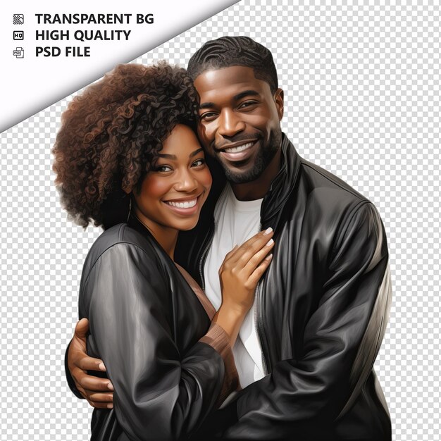 PSD wise black couple estilo ultra-realista com fundo branco