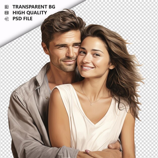 PSD wise latin couple estilo ultra-realista fundo branco