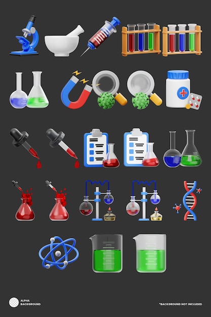 Wissenschaft 3D-Icon-Premium-PSD-Set