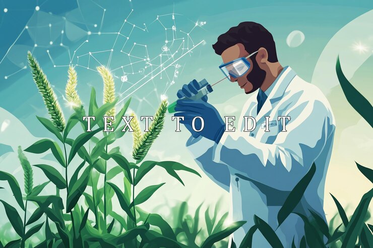 PSD wissenschaftler, die pflanzen auf einem feld untersuchen und landwirtschaftliche untersuchungen durchführen