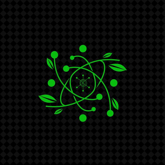 PSD wissenschaftliches ivy-atom-logo mit dekorativen elektronen und kreativen pflanzenvektorentwürfen