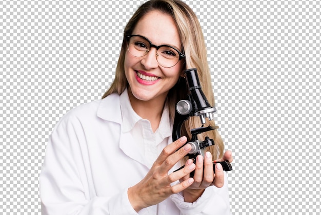 Wissenschaftsstudent mit einem Mikroskop