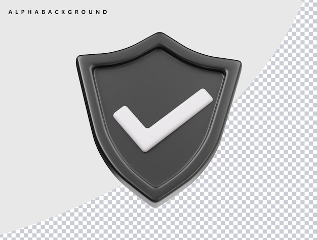 With protect sheild icon 3d render illustration