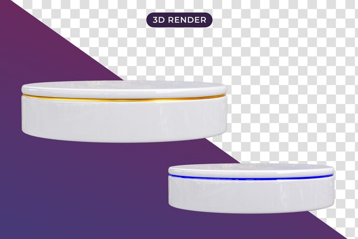 PSD withe and blue podium 3d realistic render
