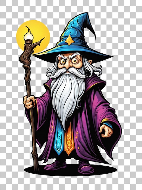 PSD wizard-cartoon-charakter-design-illustration auf durchsichtigem hintergrund