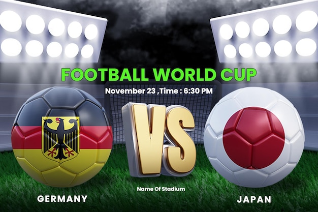 WM-Gruppenphase trifft Deutschland gegen Japan Anzeigetafelübertragung oder WM-Fußballvorlage