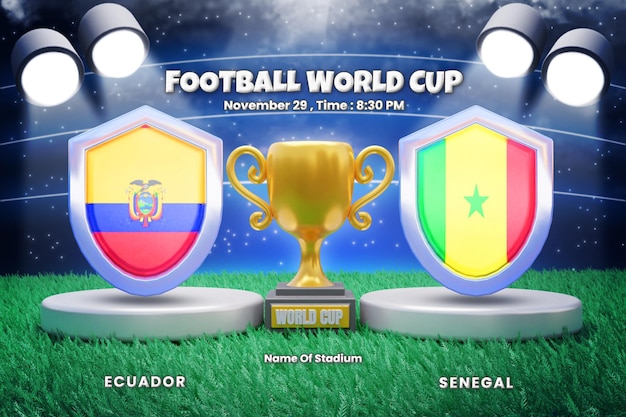 WM-Gruppenphase trifft Ecuador gegen Senegal Anzeigetafelübertragung oder WM-Fußballvorlage