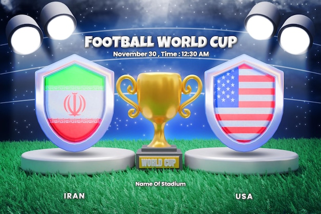 WM-Gruppenphase trifft Iran gegen USA Anzeigetafelübertragung oder WM-Fußballvorlage