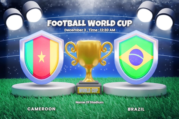 Wm-gruppenspiele kamerun gegen brasilien anzeigetafelübertragung oder wm-fußballvorlage