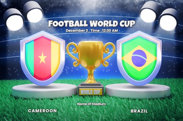 WM-Gruppenspiele Kamerun gegen Brasilien Anzeigetafelübertragung oder WM-Fußballvorlage