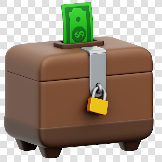 Wohltätigkeitsbox 3D-Rendering-Symbol isoliert durchsichtiger Hintergrund