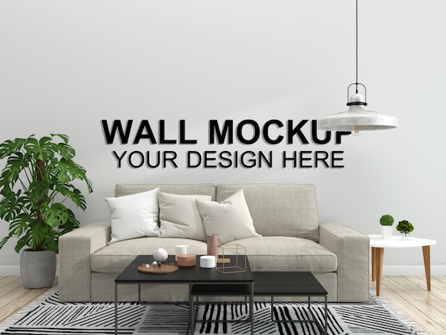 Wohnzimmer interieur haus modell bodenmöbel hintergrund, minimalistisches design kopie raum vorlage psd