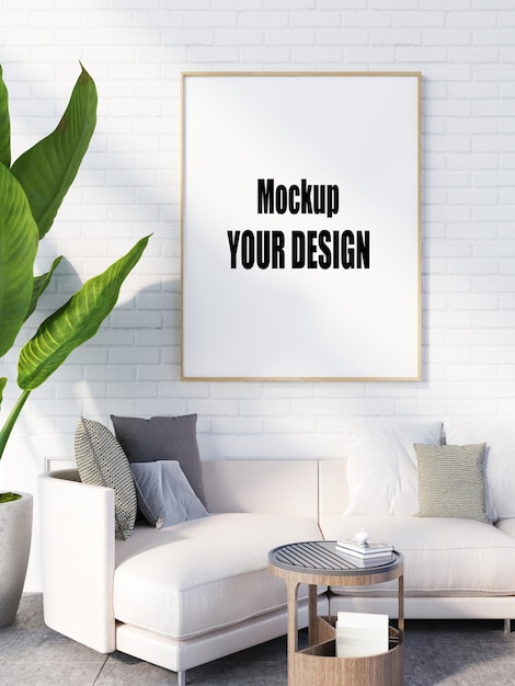 Wohnzimmer Interieur Hausboden Vorlage Hintergrundrahmen Mock-up Design Kopie Raum 3D-Rendering