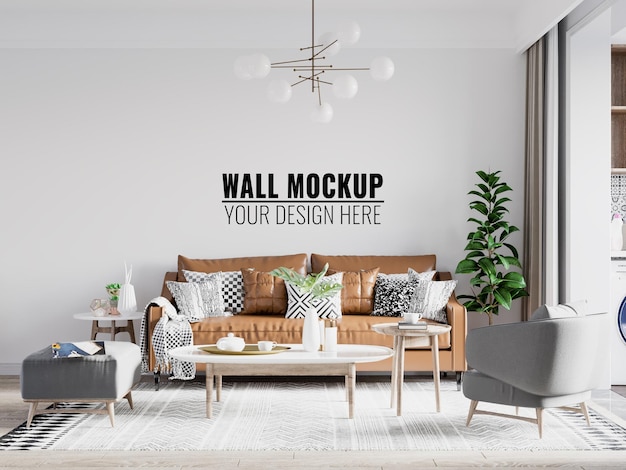 Wohnzimmer Wand Mockup